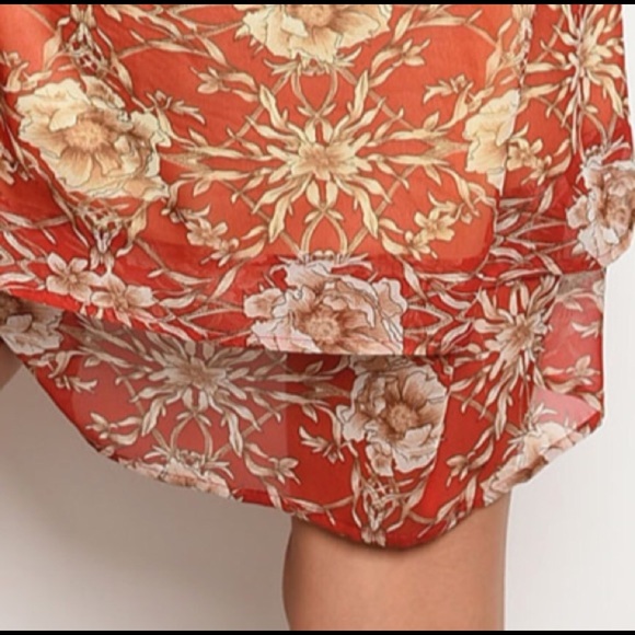 SOLD 👗Super cute floral rust dress👗 - Picture 6 of 6